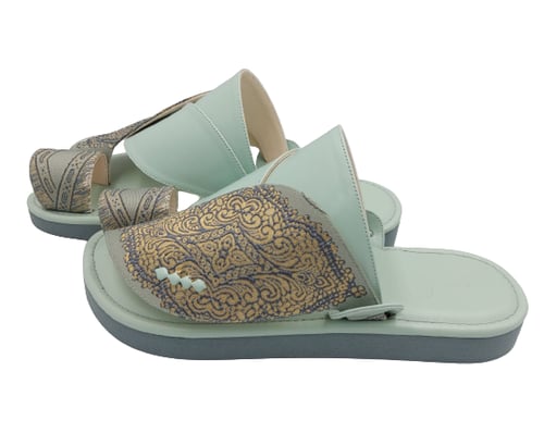 نعال شرقي مطرز تركواز أخضر