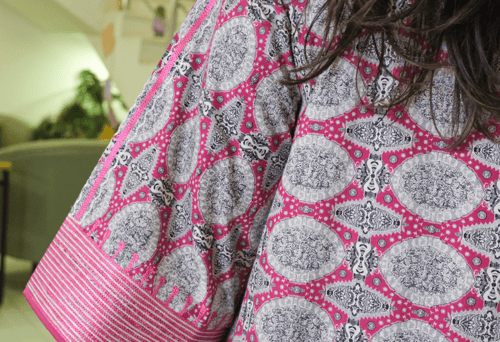 جلابية قطن حرير مطرز (فوشيا) #146