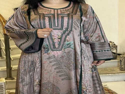 جلابيه من الحرير الجاكار المشجر