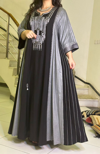 جلابية قطن مشجر وحرير #162