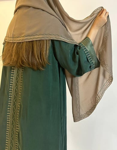 عباية شاموا حرير باللون الاخضر #209
