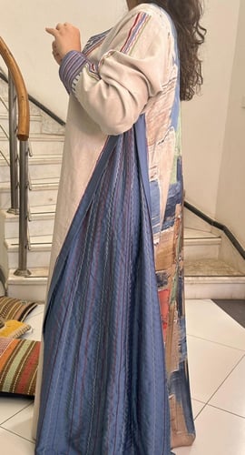 جلابية لينن مع الحرير المشجر #165