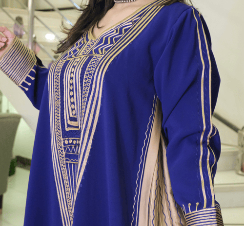 جلابية كريب شانتون (نيلي) #144