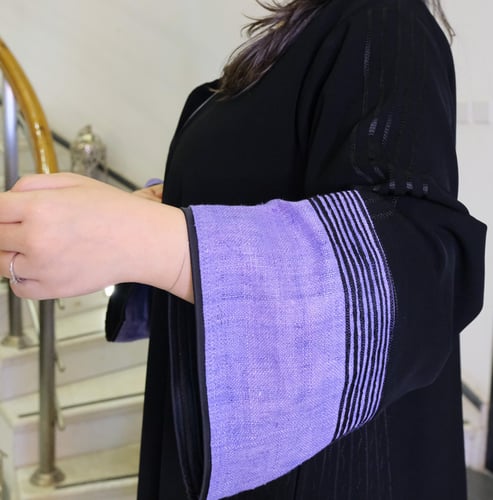 عباية كريب ولينن (أسود وموف) #138