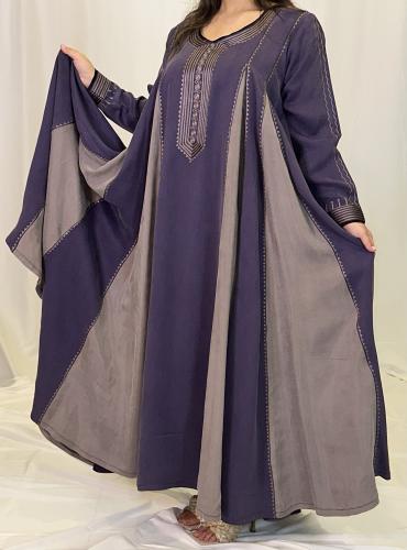 جلابيه راقيه بقصات كلوش جميله باللونين الموف الغام...