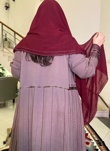 عباية من اللينن باللون الجيشي الفاتح #196