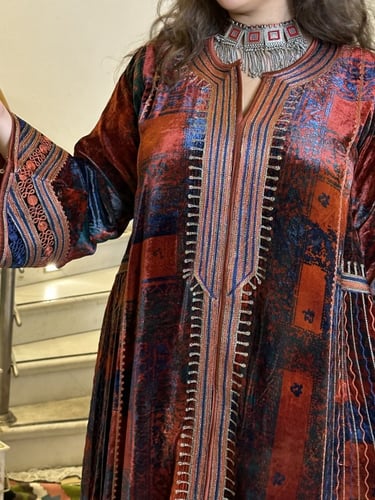 جلابيه شتويه من المخمل الفرنسي المشجر الانيق #224