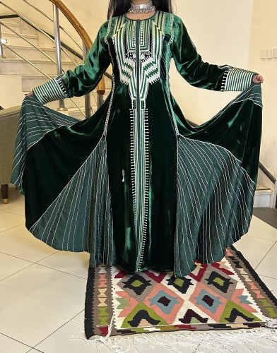 فستان انيق من المخمل الفرنسي بقصات حرير