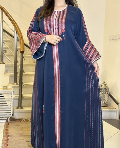 جلابيه من الحرير المغسول مع الحرير الشيفون المشجر