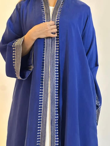 عباية من الشاموا الحرير باللون النيلي#206