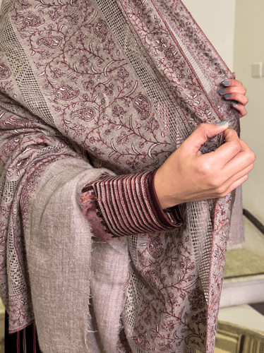 شال كشميري عنابي #32