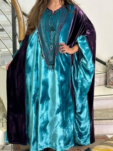 جلابية مخمل فرنسي (نيلي وموف) #50