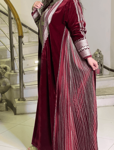 جلابية مخمل شتوي بتطريز أمامي #20