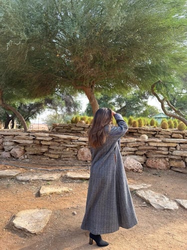 عبايه كوت من الصوف المقلم ببطانه باللون الاورانج #...