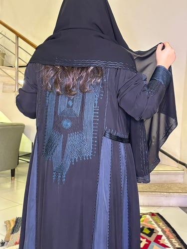 عباية شاموا حرير خفيف بترولي و اسود #193