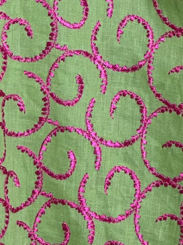 جلابية لينن بتطريز أمامي (أخضر فتاح) #108