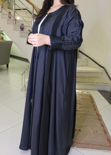 عباية حرير وحرير مغسول (أسود وزيتي) #141