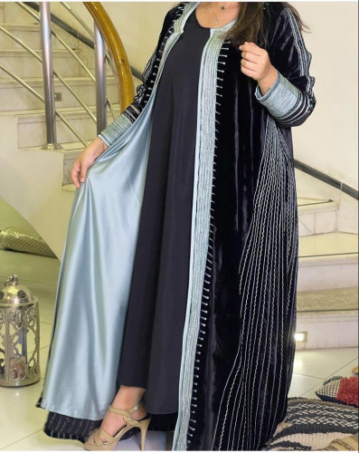 عباءة مخمل مع طرحة #05