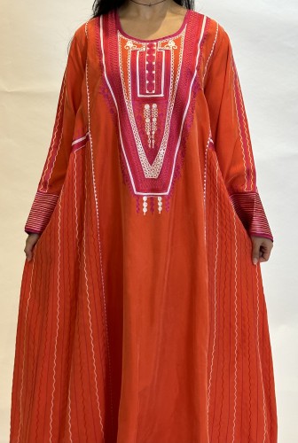 جلابيه من الحرير المغسول باللون الاورانج