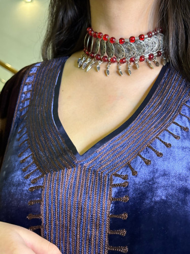 عقد/شوكر تقليدي باحجار حمراء #9