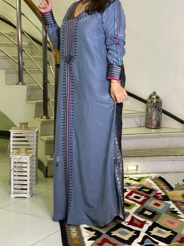 جلابية لينن و الشامواه الحرير #56