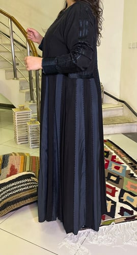 عباية شاموا حرير خفيف بترولي و اسود #193