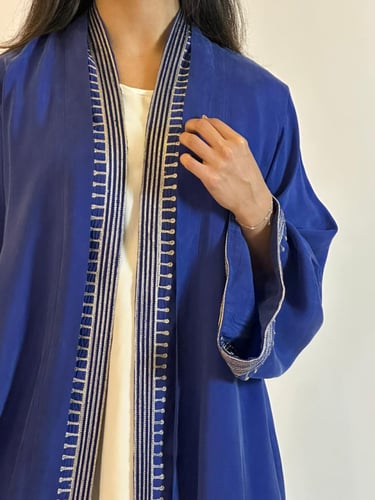 عباية من الشاموا الحرير باللون النيلي#206