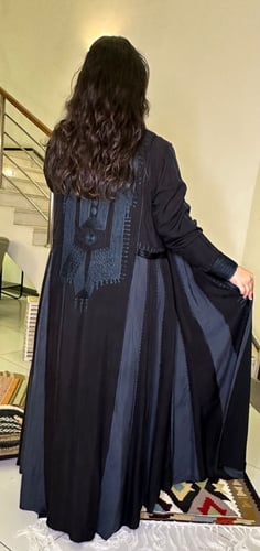 عباية شاموا حرير خفيف بترولي و اسود #193