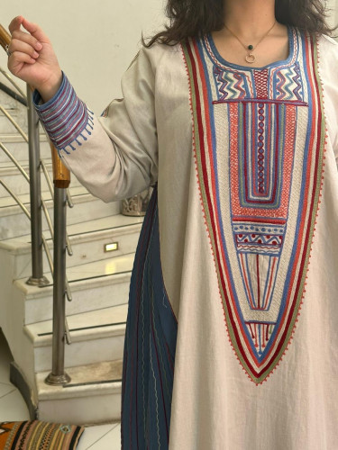 جلابية لينن مع الحرير المشجر #165