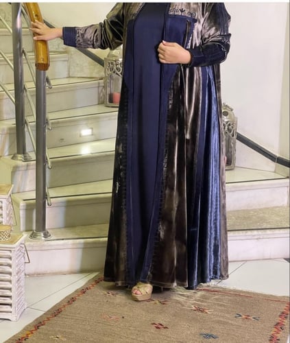 عباءة مخمل مع ثوب داخلي وطرحة #14