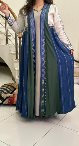 عباية وثوب عباية من الحرير المقلم واللينن #177