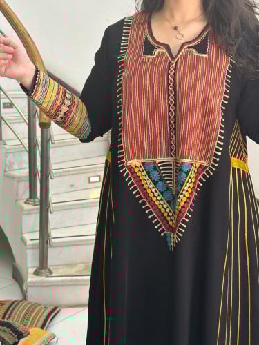 جلابية لينن بالتطريز التقليدي #166