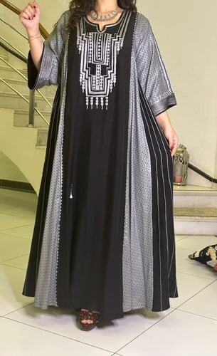 جلابية قطن مشجر وحرير #162