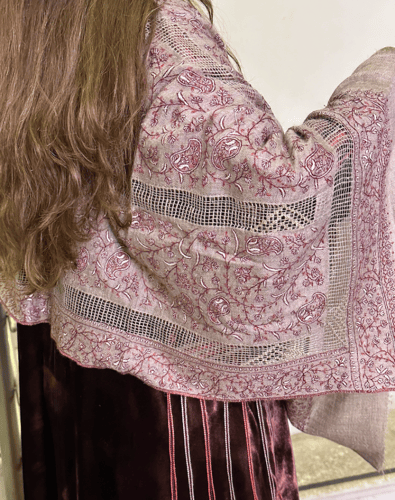 شال كشميري عنابي #32