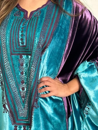 جلابية مخمل فرنسي (نيلي وموف) #50