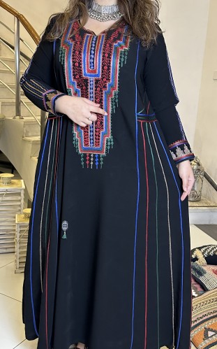 جلابيه تقليديه من الكريب الاسود