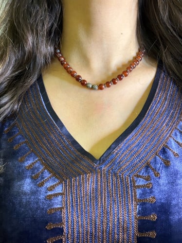 سلسال تقليدي احجار أحمر داكن #11