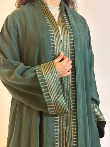 عباية شاموا حرير باللون الاخضر #209