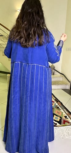 عباية شاموا حرير بتطريز أمامي (نيلي وتيفاني) #104