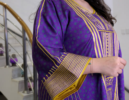 جلابية حرير وقطن (موف مشجر) #137