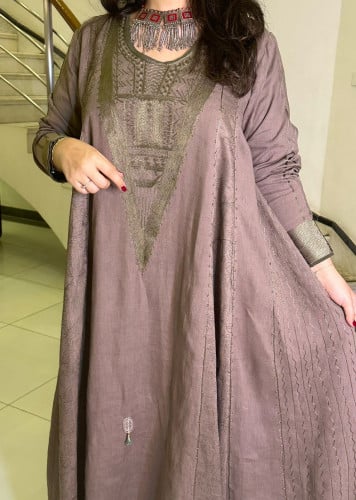 جلابية لينن مشجر كلوش #159