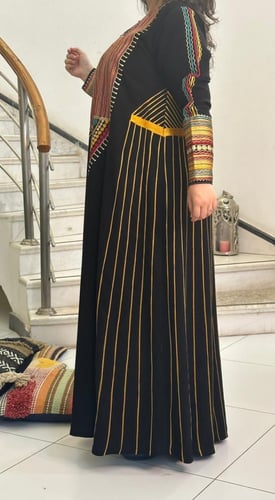 جلابية لينن بالتطريز التقليدي #166