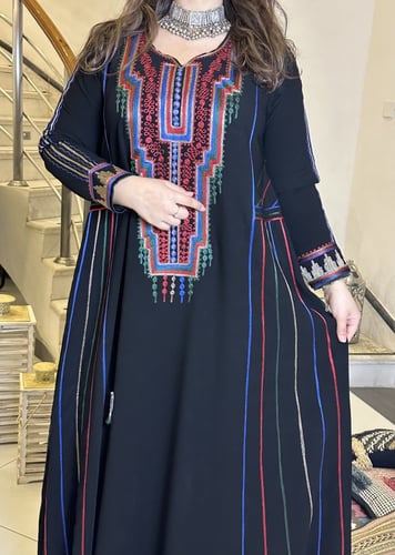 جلابيه تقليديه من الكريب الاسود