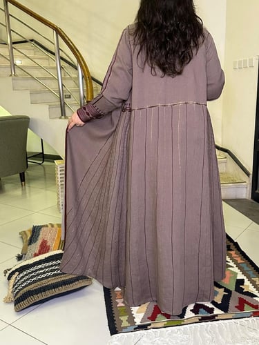 عباية من اللينن باللون الجيشي الفاتح #196