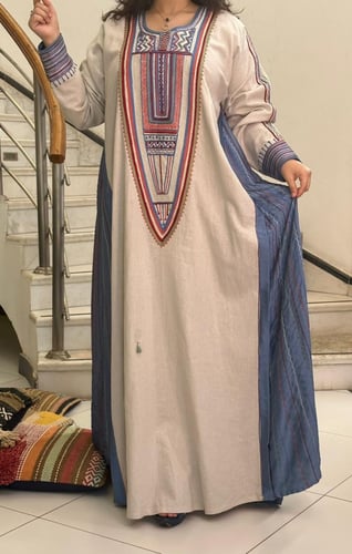 جلابية لينن مع الحرير المشجر #165