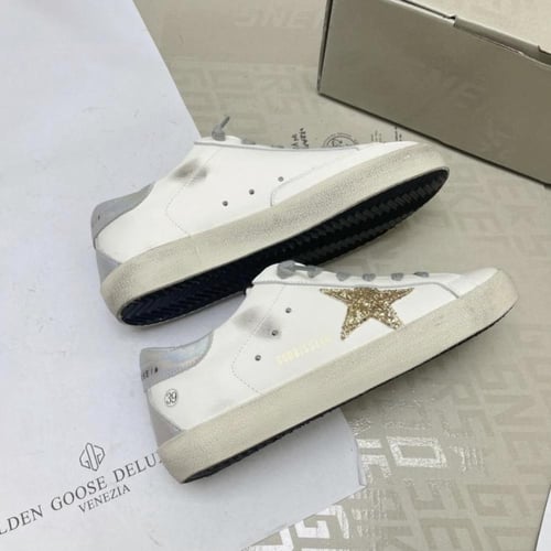 Golden Goose Superstar White Gold Glitter Star
