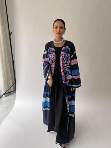 Tranquil Abaya Blue - Pink - SS69