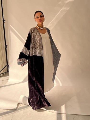 SS57-Grey blue Abaya