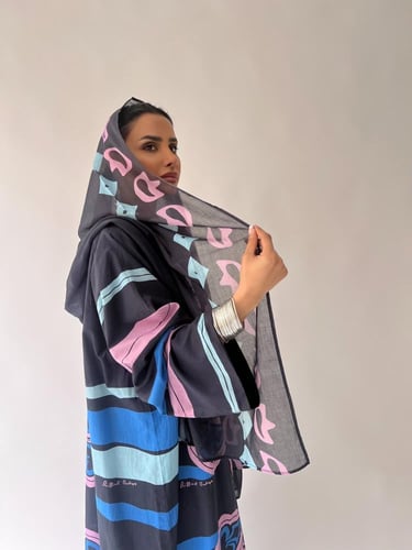Tranquil Abaya Blue - Pink - SS69