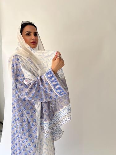 White - Blue Abaya - SS94